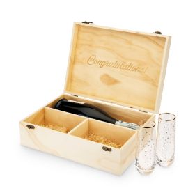 Celebrate Wood Champagne Box with Set of Flutes by TwineÂ®