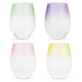 Frosted Ombre Stemless Wine Glasses BlushÂ®
