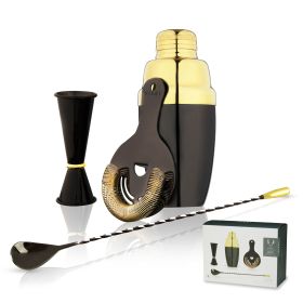 4-Piece Deco Barware Set in Two-Tone ViskiÂ®