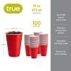 16 oz Red Party Cups, 100 pack by True