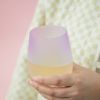 Frosted Ombre Stemless Wine Glasses BlushÂ®