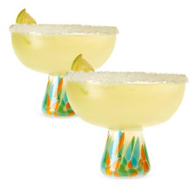 Viajar Wide Stemmed Recycled Margarita Glass Set by Twine Li