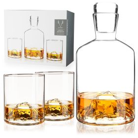 3-Piece Mountain Crystal Decanter and Tumbler Set ViskiÂ®