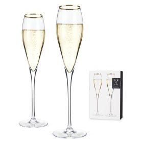 Crystal Gold-Rimmed Champagne Flutes ViskiÂ®
