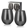 Gunmetal Stemless Wine Glasses by ViskiÂ®