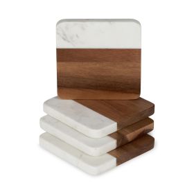 Marble & Acacia Coaster Set by TwineÂ®