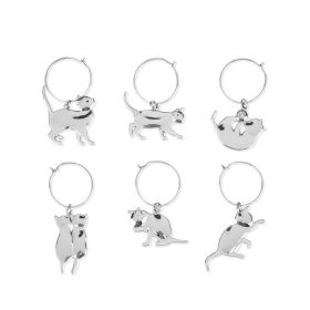 Silver Cat Wine Charms by TwineÂ®