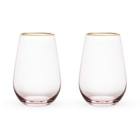 Rose Crystal Stemless Wine Glass Set by TwineÂ®
