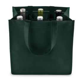 6 Bottle Non Woven Tote In Green by True