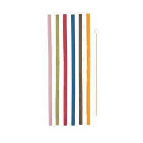 Silicone Straws, Set of 6 with Cleaning Brush by Savoy