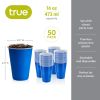 16 oz Blue Party Cups, 50 pack by True
