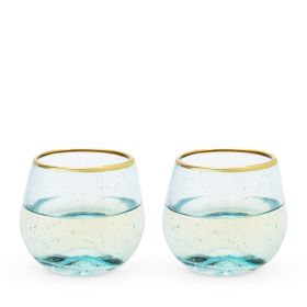 Aqua Bubble Stemless Wine Glass Set by TwineÂ®