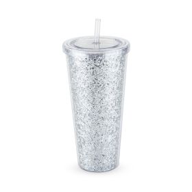 Glam Silver Double Walled Glitter Tumbler BlushÂ®