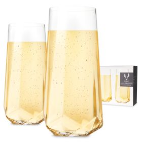 Seneca Crystal Faceted Stemless Flute Glasses ViskiÂ®