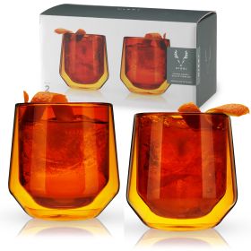 Aurora Double Walled Cocktail Tumblers in Amber ViskiÂ®