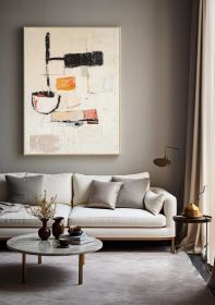 Beige minimalist wall art Wine Glass abstract art white simple handmade painting living room wall art original Sofa Wall abstract painting (Style: 01, size: 60x90cm)