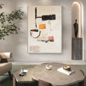 Beige minimalist wall art Wine Glass abstract art white simple handmade painting living room wall art original Sofa Wall abstract painting (Style: 01, size: 80x120cm)