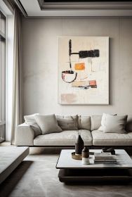 Beige minimalist wall art Wine Glass abstract art white simple handmade painting living room wall art original Sofa Wall abstract painting (Style: 01, size: 70x100cm)