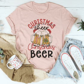 Christmas Beer T-Shirt (Color: Heather Prism Peach, size: 2XL)