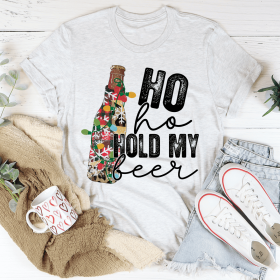 Ho Ho Hold My Beer T-Shirt (Color: Ash, size: M)