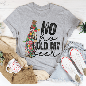 Ho Ho Hold My Beer T-Shirt (Color: Athletic Heather, size: S)