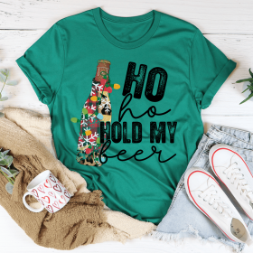 Ho Ho Hold My Beer T-Shirt (Color: Kelly, size: S)