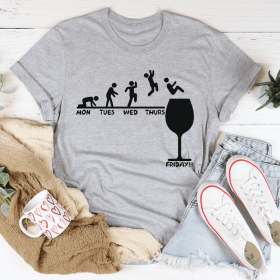 Monday to Friday Wine T-Shirt (Color: Athletic Heather, size: M)