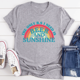 Beer & Sunshine T-Shirt (Color: Athletic Heather, size: M)
