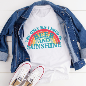 Beer & Sunshine T-Shirt (Color: White, size: M)