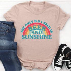 Beer & Sunshine T-Shirt (Color: Heather Prism Peach, size: M)
