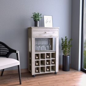 Bar Cart Bayamon, Twelve Wine Cubbies, Four Legs, Light Gray Finish (Color: Light Gray)