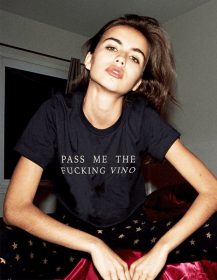 Pass Me The Fucking Wine Black Women's T-Shirt (Gender-Size: Female-M, Color: Royal Blue)