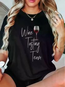Wine Tasting Team T-ShirtFashion printing Tshirt (Color: Black, size: XXL)