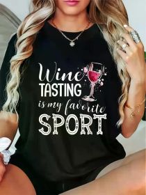Wine Tasting Is My Favorite Sport T-ShirtFashion printing Tshirt (Color: Black, size: M)