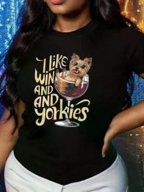 Yorkshire Terrier Wine Pure Women'S Tshirt Comfort Fit (Color: Black, size: XXL)