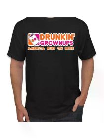 Drunkin Grownups America Runs On Beer Men Graphic TshirtComfortable & fashionable Couple Clothing (Color: Black, size: XXL)