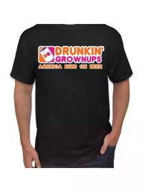 Drunkin Grownups America Runs On Beer Men Graphic TshirtComfortable & fashionable Couple Clothing (Color: Black, size: XXXL)