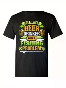 Beer Drinker With A Fishing Problem Fish Animal Funny DT Adult T-Shirt TeeComfortable & fashionable Couple Clothing (Color: Black, size: XXL)