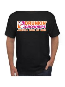 Drunkin Grownups America Runs On Beer Men Graphic TshirtComfortable & fashionable Couple Clothing (Color: Black, size: M)
