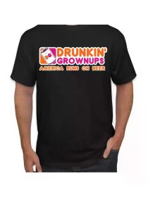Drunkin Grownups America Runs On Beer Men Graphic TshirtComfortable & fashionable Couple Clothing (Color: Black, size: XL)