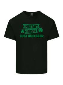 Instant Irish Add Beer St Patricks Day Mens Light Cotton T-ShirtComfortable & fashionable Couple Clothing (Color: Black, size: S)