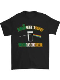Irish You Were Beer St Patricks Day beer Mens T-Shirt 100% CottonComfortable & fashionable Couple Clothing (Color: Black, size: XL)