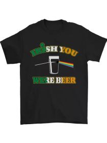 Irish You Were Beer St Patricks Day beer Mens T-Shirt 100% CottonComfortable & fashionable Couple Clothing (Color: Black, size: XXL)