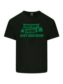 Instant Irish Add Beer St Patricks Day Mens Light Cotton T-ShirtComfortable & fashionable Couple Clothing (Color: Black, size: M)