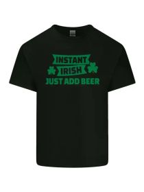 Instant Irish Add Beer St Patricks Day Mens Light Cotton T-ShirtComfortable & fashionable Couple Clothing (Color: Black, size: L)