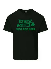 Instant Irish Add Beer St Patricks Day Mens Light Cotton T-ShirtComfortable & fashionable Couple Clothing (Color: Black, size: XXL)