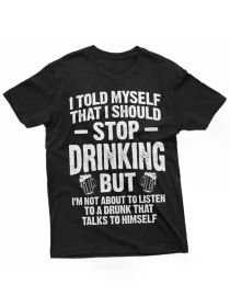 Funny 'Stop Drinking' Graphic Tee - Humorous Beer & Wine Design, (Color: Black, size: XXL)