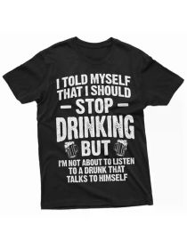 Funny 'Stop Drinking' Graphic Tee - Humorous Beer & Wine Design, (Color: Black, size: M)