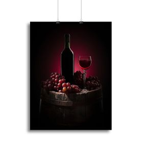 Red Wine With Grapes Canvas Print or Poster (Type: Standard Framed Canvas Print, size: 32" x 24" / 80cm x 60cm (approx))